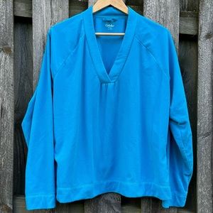Cabelas blue V neck soft warm Micro Fleece Shirt Plus size 2XL